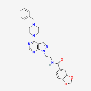 molecular formula C26H27N7O3 B3397940 N-(2-(4-(4-benzylpiperazin-1-yl)-1H-pyrazolo[3,4-d]pyrimidin-1-yl)ethyl)benzo[d][1,3]dioxole-5-carboxamide CAS No. 1021227-57-5