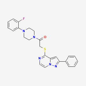 molecular formula C24H22FN5OS B3397944 4-({2-[4-(2-Fluorophenyl)piperazin-1-yl]-2-oxoethyl}thio)-2-phenylpyrazolo[1,5-a]pyrazine CAS No. 1021228-23-8