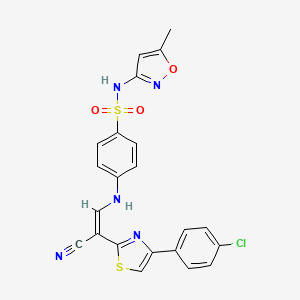 molecular formula C22H16ClN5O3S2 B3397946 (Z)-4-((2-(4-(4-chlorophenyl)thiazol-2-yl)-2-cyanovinyl)amino)-N-(5-methylisoxazol-3-yl)benzenesulfonamide CAS No. 1021228-38-5