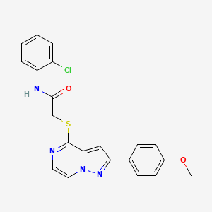 molecular formula C21H17ClN4O2S B3397954 N-(2-chlorophenyl)-2-{[2-(4-methoxyphenyl)pyrazolo[1,5-a]pyrazin-4-yl]sulfanyl}acetamide CAS No. 1021228-40-9