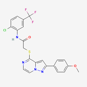 molecular formula C22H16ClF3N4O2S B3397962 N-[2-chloro-5-(trifluoromethyl)phenyl]-2-{[2-(4-methoxyphenyl)pyrazolo[1,5-a]pyrazin-4-yl]sulfanyl}acetamide CAS No. 1021228-70-5