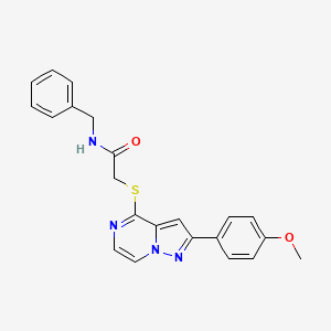 molecular formula C22H20N4O2S B3398003 N-benzyl-2-{[2-(4-methoxyphenyl)pyrazolo[1,5-a]pyrazin-4-yl]sulfanyl}acetamide CAS No. 1021229-29-7