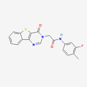 molecular formula C19H14FN3O2S B3398040 N-(3-fluoro-4-methylphenyl)-2-(4-oxo[1]benzothieno[3,2-d]pyrimidin-3(4H)-yl)acetamide CAS No. 1021229-82-2