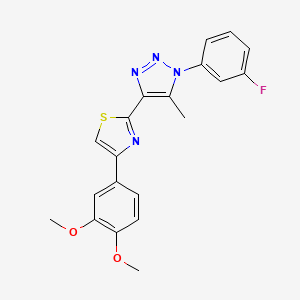 molecular formula C20H17FN4O2S B3398042 4-[4-(3,4-dimethoxyphenyl)-1,3-thiazol-2-yl]-1-(3-fluorophenyl)-5-methyl-1H-1,2,3-triazole CAS No. 1021230-02-3