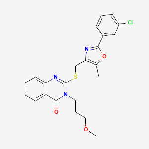 molecular formula C23H22ClN3O3S B3398060 2-(((2-(3-chlorophenyl)-5-methyloxazol-4-yl)methyl)thio)-3-(3-methoxypropyl)quinazolin-4(3H)-one CAS No. 1021230-49-8