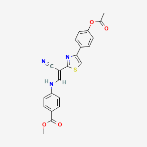 molecular formula C22H17N3O4S B3398061 (E)-methyl 4-((2-(4-(4-acetoxyphenyl)thiazol-2-yl)-2-cyanovinyl)amino)benzoate CAS No. 1021230-50-1