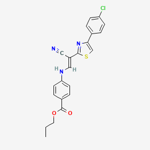 molecular formula C22H18ClN3O2S B3398073 (E)-propyl 4-((2-(4-(4-chlorophenyl)thiazol-2-yl)-2-cyanovinyl)amino)benzoate CAS No. 1021230-63-6