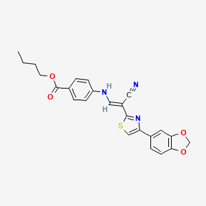 molecular formula C24H21N3O4S B3398154 (E)-butyl 4-((2-(4-(benzo[d][1,3]dioxol-5-yl)thiazol-2-yl)-2-cyanovinyl)amino)benzoate CAS No. 1021231-29-7