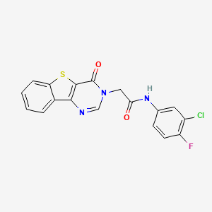 molecular formula C18H11ClFN3O2S B3398155 N-(3-chloro-4-fluorophenyl)-2-(4-oxo[1]benzothieno[3,2-d]pyrimidin-3(4H)-yl)acetamide CAS No. 1021231-30-0