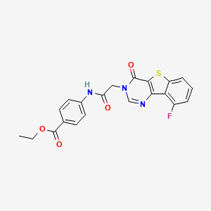 molecular formula C21H16FN3O4S B3398182 ethyl 4-{[(9-fluoro-4-oxo[1]benzothieno[3,2-d]pyrimidin-3(4H)-yl)acetyl]amino}benzoate CAS No. 1021231-47-9