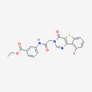 molecular formula C21H16FN3O4S B3398188 ethyl 3-{[(9-fluoro-4-oxo[1]benzothieno[3,2-d]pyrimidin-3(4H)-yl)acetyl]amino}benzoate CAS No. 1021231-54-8