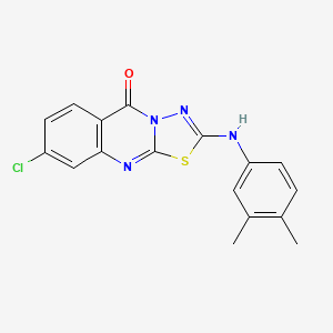 molecular formula C17H13ClN4OS B3398233 8-chloro-2-(3,4-dimethylanilino)-5H-[1,3,4]thiadiazolo[2,3-b]quinazolin-5-one CAS No. 1021250-67-8