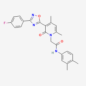 molecular formula C25H23FN4O3 B3398241 N-(3,4-dimethylphenyl)-2-(3-(3-(4-fluorophenyl)-1,2,4-oxadiazol-5-yl)-4,6-dimethyl-2-oxopyridin-1(2H)-yl)acetamide CAS No. 1021250-85-0