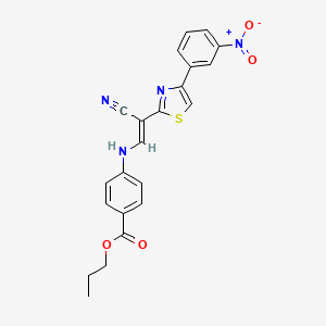 molecular formula C22H18N4O4S B3398272 (E)-propyl 4-((2-cyano-2-(4-(3-nitrophenyl)thiazol-2-yl)vinyl)amino)benzoate CAS No. 1021251-05-7