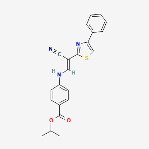 molecular formula C22H19N3O2S B3398289 (E)-isopropyl 4-((2-cyano-2-(4-phenylthiazol-2-yl)vinyl)amino)benzoate CAS No. 1021251-13-7