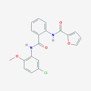 molecular formula C19H15ClN2O4 B339829 N-{2-[(5-chloro-2-methoxyanilino)carbonyl]phenyl}-2-furamide 