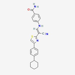 molecular formula C25H24N4OS B3398332 (E)-4-((2-cyano-2-(4-(4-cyclohexylphenyl)thiazol-2-yl)vinyl)amino)benzamide CAS No. 1021251-65-9