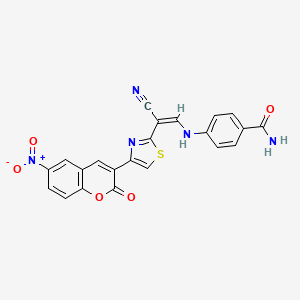 molecular formula C22H13N5O5S B3398343 (Z)-4-((2-cyano-2-(4-(6-nitro-2-oxo-2H-chromen-3-yl)thiazol-2-yl)vinyl)amino)benzamide CAS No. 1021251-69-3