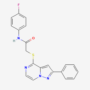 molecular formula C20H15FN4OS B3398367 N-(4-fluorophenyl)-2-[(2-phenylpyrazolo[1,5-a]pyrazin-4-yl)thio]acetamide CAS No. 1021252-04-9