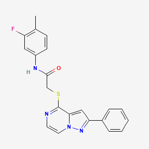 N-(3-fluoro-4-methylphenyl)-2-[(2-phenylpyrazolo[1,5-a]pyrazin-4-yl)thio]acetamide