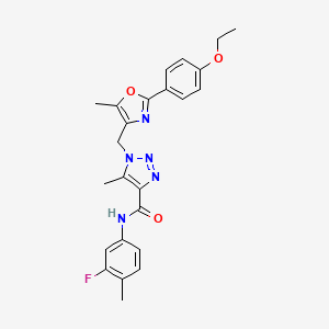 molecular formula C24H24FN5O3 B3398395 1-{[2-(4-ethoxyphenyl)-5-methyl-1,3-oxazol-4-yl]methyl}-N-(3-fluoro-4-methylphenyl)-5-methyl-1H-1,2,3-triazole-4-carboxamide CAS No. 1021252-54-9