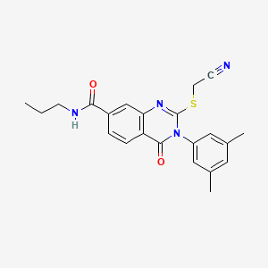 molecular formula C22H22N4O2S B3398422 2-((cyanomethyl)thio)-3-(3,5-dimethylphenyl)-4-oxo-N-propyl-3,4-dihydroquinazoline-7-carboxamide CAS No. 1021253-41-7