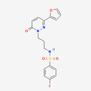 molecular formula C17H16FN3O4S B3398449 4-fluoro-N-(3-(3-(furan-2-yl)-6-oxopyridazin-1(6H)-yl)propyl)benzenesulfonamide CAS No. 1021253-58-6