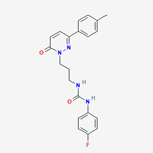 molecular formula C21H21FN4O2 B3398467 1-(4-fluorophenyl)-3-(3-(6-oxo-3-(p-tolyl)pyridazin-1(6H)-yl)propyl)urea CAS No. 1021254-02-3