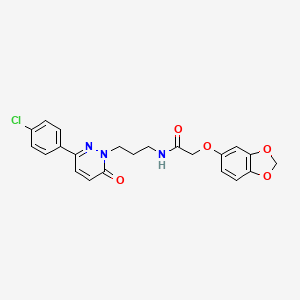 molecular formula C22H20ClN3O5 B3398471 2-(benzo[d][1,3]dioxol-5-yloxy)-N-(3-(3-(4-chlorophenyl)-6-oxopyridazin-1(6H)-yl)propyl)acetamide CAS No. 1021254-08-9