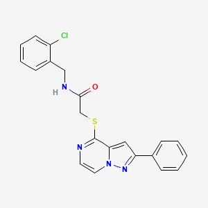 molecular formula C21H17ClN4OS B3398511 N-(2-chlorobenzyl)-2-[(2-phenylpyrazolo[1,5-a]pyrazin-4-yl)thio]acetamide CAS No. 1021255-06-0