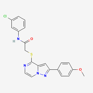 molecular formula C21H17ClN4O2S B3398520 N-(3-chlorophenyl)-2-{[2-(4-methoxyphenyl)pyrazolo[1,5-a]pyrazin-4-yl]sulfanyl}acetamide CAS No. 1021255-28-6