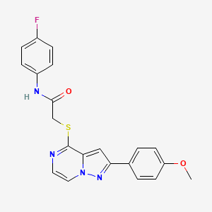 molecular formula C21H17FN4O2S B3398523 N-(4-fluorophenyl)-2-{[2-(4-methoxyphenyl)pyrazolo[1,5-a]pyrazin-4-yl]sulfanyl}acetamide CAS No. 1021255-30-0