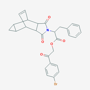molecular formula C28H24BrNO5 B339853 2-(4-bromophenyl)-2-oxoethyl 2-(1,3-dioxooctahydro-4,6-ethenocyclopropa[f]isoindol-2(1H)-yl)-3-phenylpropanoate 