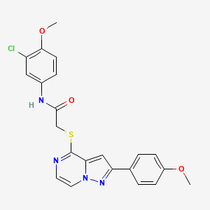 molecular formula C22H19ClN4O3S B3398531 N-(3-chloro-4-methoxyphenyl)-2-{[2-(4-methoxyphenyl)pyrazolo[1,5-a]pyrazin-4-yl]sulfanyl}acetamide CAS No. 1021255-38-8