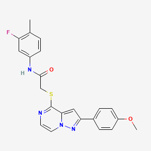 molecular formula C22H19FN4O2S B3398533 N-(3-fluoro-4-methylphenyl)-2-{[2-(4-methoxyphenyl)pyrazolo[1,5-a]pyrazin-4-yl]sulfanyl}acetamide CAS No. 1021255-44-6