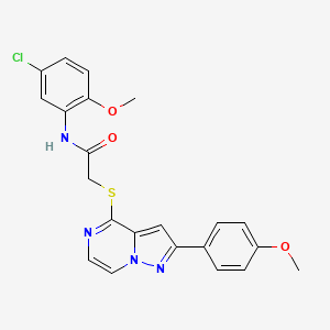 molecular formula C22H19ClN4O3S B3398537 N-(5-chloro-2-methoxyphenyl)-2-{[2-(4-methoxyphenyl)pyrazolo[1,5-a]pyrazin-4-yl]sulfanyl}acetamide CAS No. 1021255-46-8