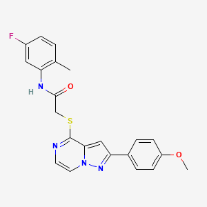 molecular formula C22H19FN4O2S B3398538 N-(5-fluoro-2-methylphenyl)-2-{[2-(4-methoxyphenyl)pyrazolo[1,5-a]pyrazin-4-yl]sulfanyl}acetamide CAS No. 1021255-49-1