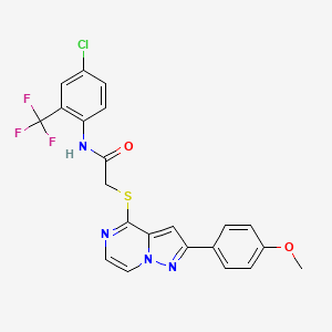 molecular formula C22H16ClF3N4O2S B3398547 N-[4-chloro-2-(trifluoromethyl)phenyl]-2-{[2-(4-methoxyphenyl)pyrazolo[1,5-a]pyrazin-4-yl]sulfanyl}acetamide CAS No. 1021255-75-3