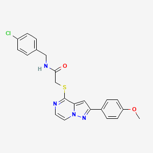 molecular formula C22H19ClN4O2S B3398552 N-(4-chlorobenzyl)-2-{[2-(4-methoxyphenyl)pyrazolo[1,5-a]pyrazin-4-yl]thio}acetamide CAS No. 1021255-84-4