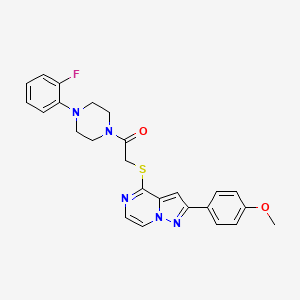 molecular formula C25H24FN5O2S B3398560 4-({2-[4-(2-Fluorophenyl)piperazin-1-yl]-2-oxoethyl}thio)-2-(4-methoxyphenyl)pyrazolo[1,5-a]pyrazine CAS No. 1021256-01-8
