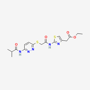 molecular formula C17H21N5O4S2 B3398562 Ethyl 2-(2-(2-((6-isobutyramidopyridazin-3-yl)thio)acetamido)thiazol-4-yl)acetate CAS No. 1021256-06-3