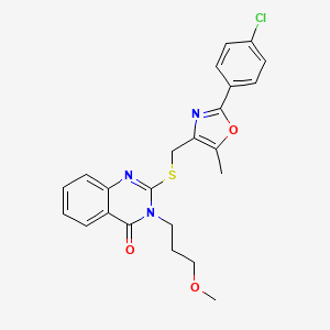 molecular formula C23H22ClN3O3S B3398597 2-(((2-(4-chlorophenyl)-5-methyloxazol-4-yl)methyl)thio)-3-(3-methoxypropyl)quinazolin-4(3H)-one CAS No. 1021256-52-9