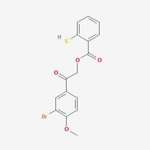 molecular formula C16H13BrO4S B339863 2-(3-Bromo-4-methoxyphenyl)-2-oxoethyl 2-sulfanylbenzoate 
