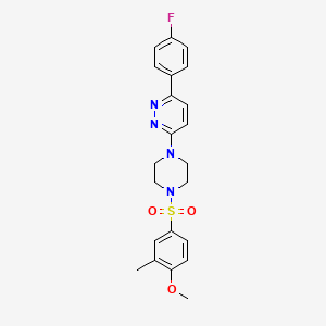 molecular formula C22H23FN4O3S B3398639 3-(4-Fluorophenyl)-6-(4-((4-methoxy-3-methylphenyl)sulfonyl)piperazin-1-yl)pyridazine CAS No. 1021257-10-2