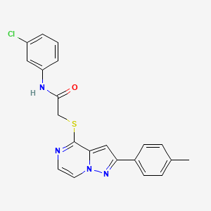 molecular formula C21H17ClN4OS B3398668 N-(3-chlorophenyl)-2-{[2-(4-methylphenyl)pyrazolo[1,5-a]pyrazin-4-yl]thio}acetamide CAS No. 1021257-30-6