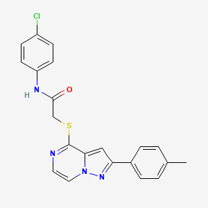 molecular formula C21H17ClN4OS B3398673 N-(4-chlorophenyl)-2-{[2-(4-methylphenyl)pyrazolo[1,5-a]pyrazin-4-yl]thio}acetamide CAS No. 1021257-31-7