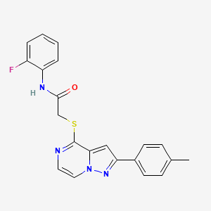 molecular formula C21H17FN4OS B3398681 N-(2-fluorophenyl)-2-{[2-(4-methylphenyl)pyrazolo[1,5-a]pyrazin-4-yl]thio}acetamide CAS No. 1021257-32-8