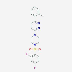 molecular formula C21H20F2N4O2S B3398731 3-(4-((2,4-Difluorophenyl)sulfonyl)piperazin-1-yl)-6-(o-tolyl)pyridazine CAS No. 1021257-69-1