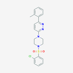 molecular formula C21H21ClN4O2S B3398746 3-(4-((2-Chlorophenyl)sulfonyl)piperazin-1-yl)-6-(o-tolyl)pyridazine CAS No. 1021257-72-6