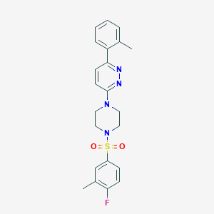 molecular formula C22H23FN4O2S B3398747 3-(4-((4-Fluoro-3-methylphenyl)sulfonyl)piperazin-1-yl)-6-(o-tolyl)pyridazine CAS No. 1021257-75-9